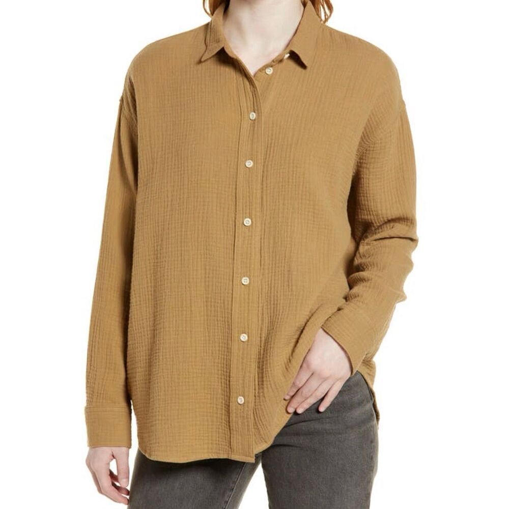 Madewell Lightspun Painter Shirt size XXL Tan Button Down Long Sleeve